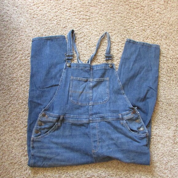 Sonoma XL Blue Denim Bib Overalls Jeans Strech Denim Whiskered - Picture 1 of 3